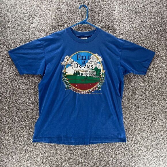 Field Of Dreams Shirt Mens Extra Large Blue Vintage 1991 Single Stitch 90s Crew - Picture 1 of 9